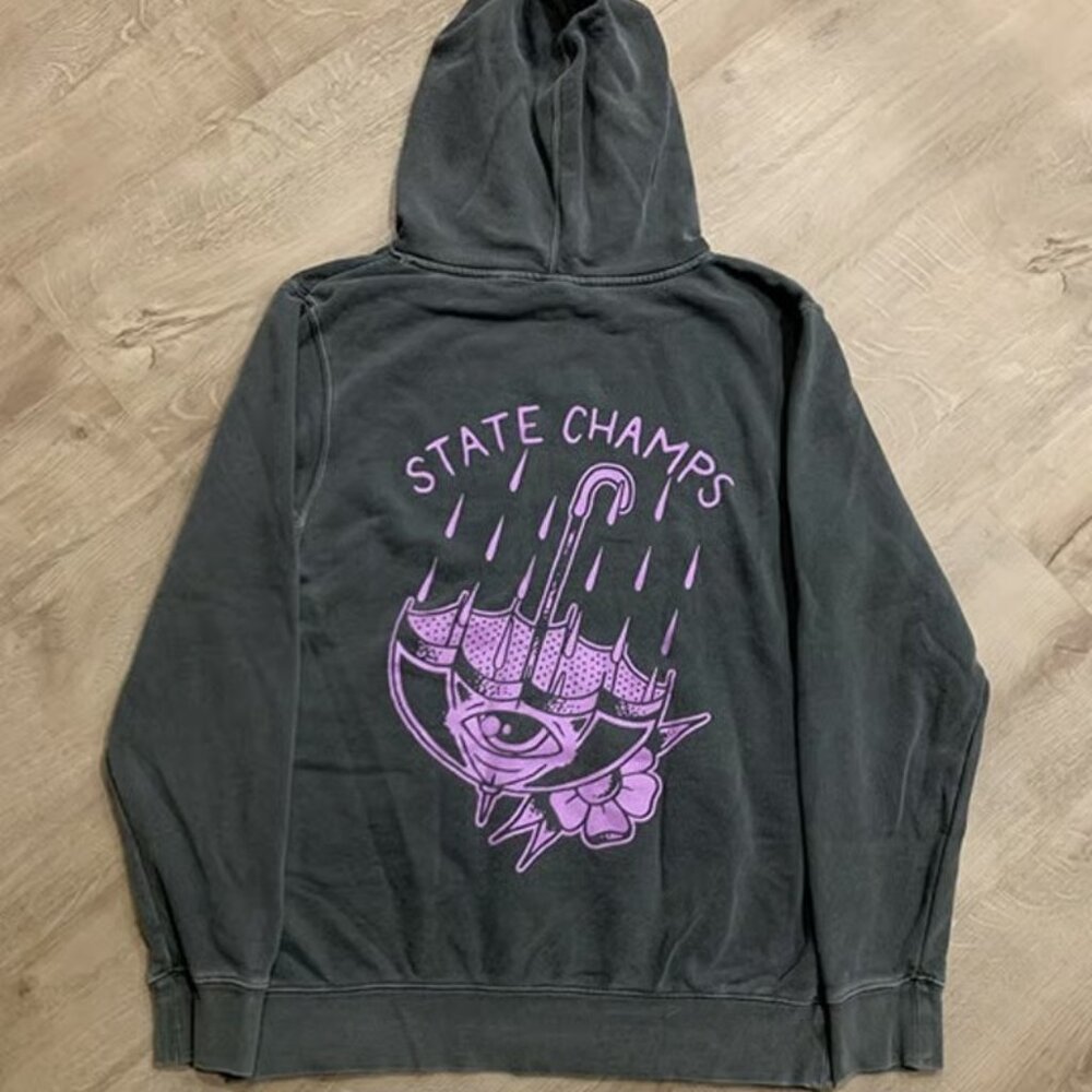 State Champs Pop Punk Band Umbrella Sweatshirt Hoodie Gray Men's Small S Purple - Picture 1 of 5